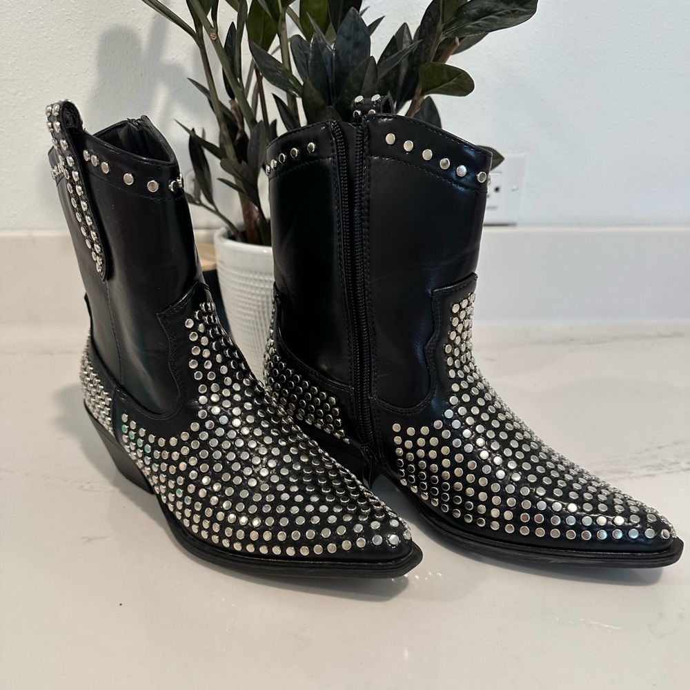 Nasty Gal studded black cowgirl booties